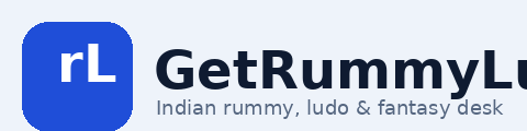 GetRummyLudo brand wordmark on a pale blue surface